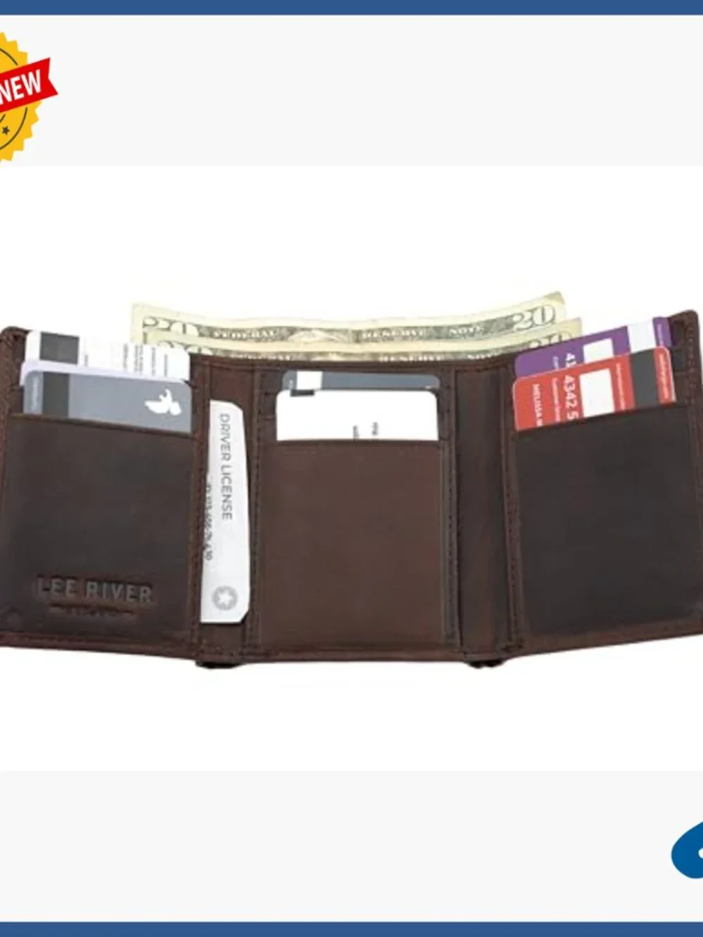 Men's Tri-Fold Leather Wallet with Celtic Knot Design, 9 Card Slots
